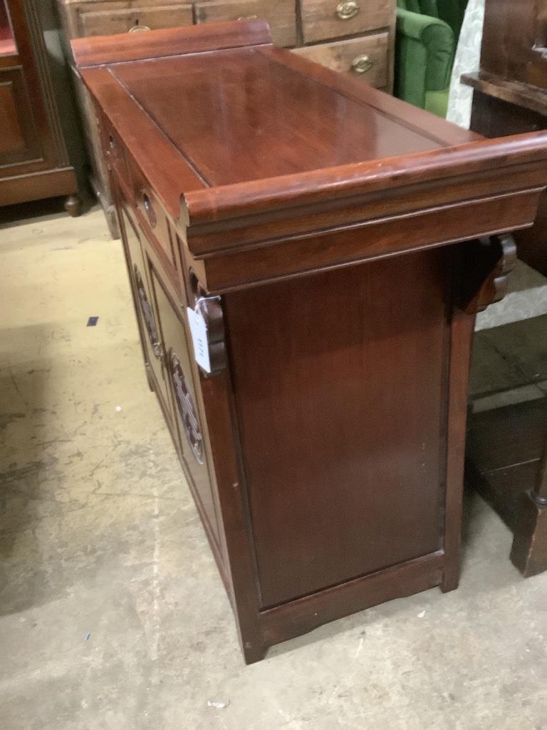 A Chinese hardwood side cabinet, width 96cm, depth 40cm, height 80cm